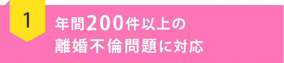 年間200件以上の離婚・不倫問題に対応